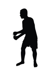 Man have bomb in hand silhouette