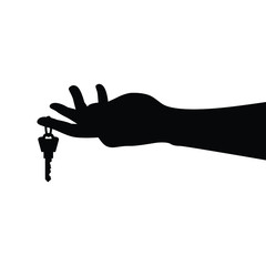 Obraz premium Hand and key silhouette vector