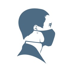 Abstract icon of man wearing a medical mask