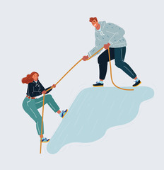 Obraz premium Help and support concept. Man and woman on white.