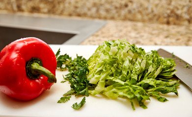 Fresh Red Pepper with Organic Romaine Lettuce