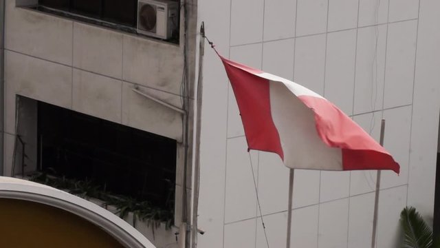 Flag of Peru flowing in the wind.