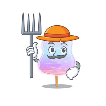 Happy Farmer rainbow cotton candy cartoon picture with hat and tools