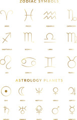 Set of Zodiac and Planet Symbols in Vector © Pixejoo