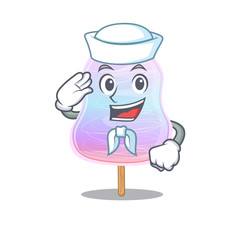 Rainbow cotton candy cartoon concept Sailor wearing hat