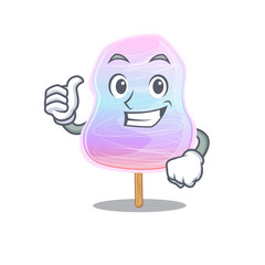 Funny rainbow cotton candy making Thumbs up gesture