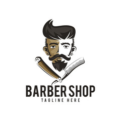 Barber Shop Logo Vector Icon Illustration