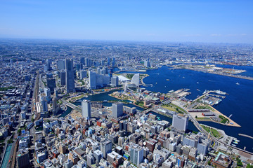 横浜みなとみらい・横浜港・航空写真