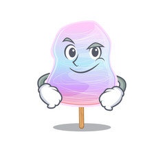 Cool rainbow cotton candy mascot character with Smirking face