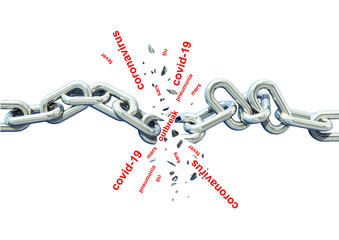 coronavirus covid-19 covid-2019 borken breaking chain outbreak in europe and asia    - 3d rendering
