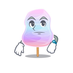 cartoon character design of rainbow cotton candy on a waiting gesture