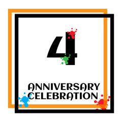 4 anniversary logo vector template. Design for banner, greeting cards or print
