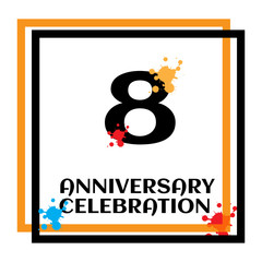 8 anniversary logo vector template. Design for banner, greeting cards or print