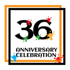 36 anniversary logo vector template. Design for banner, greeting cards or print