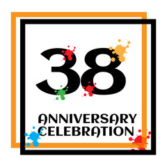 38 anniversary logo vector template. Design for banner, greeting cards or print