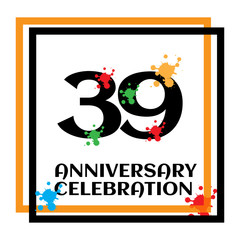 39 anniversary logo vector template. Design for banner, greeting cards or print