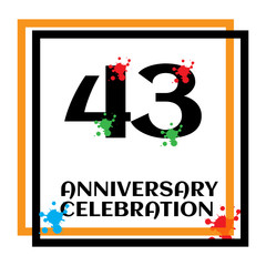 43 anniversary logo vector template. Design for banner, greeting cards or print