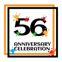 56 anniversary logo vector template. Design for banner, greeting cards or print