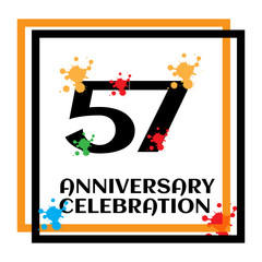 57 anniversary logo vector template. Design for banner, greeting cards or print