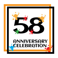 58 anniversary logo vector template. Design for banner, greeting cards or print