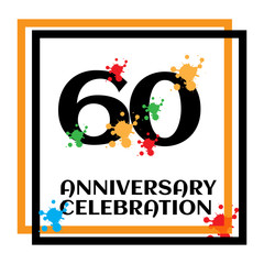 60 anniversary logo vector template. Design for banner, greeting cards or print