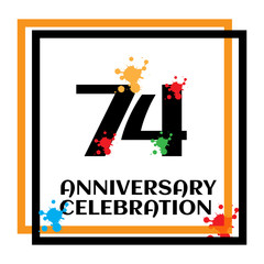 74 anniversary logo vector template. Design for banner, greeting cards or print