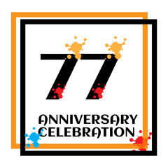 77 anniversary logo vector template. Design for banner, greeting cards or print