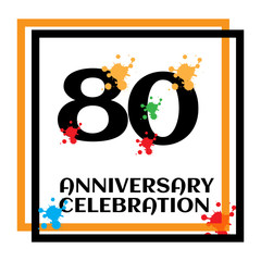 80 anniversary logo vector template. Design for banner, greeting cards or print