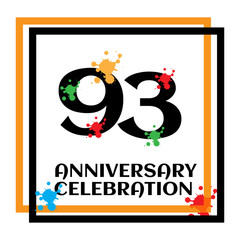93 anniversary logo vector template. Design for banner, greeting cards or print