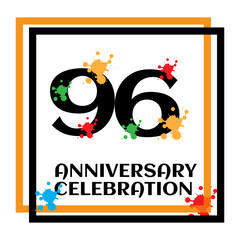 Fototapeta premium 96 anniversary logo vector template. Design for banner, greeting cards or print