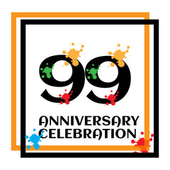 99 anniversary logo vector template. Design for banner, greeting cards or print