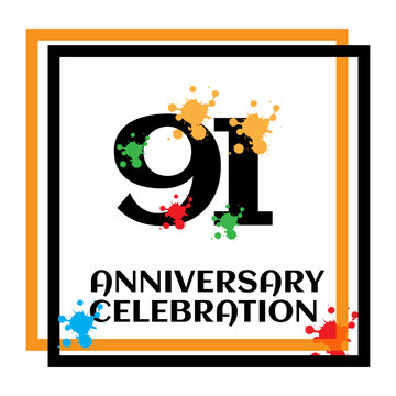 91 anniversary logo vector template. Design for banner, greeting cards or print