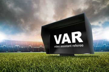 The video assistant referee scene a match official in football. - obrazy, fototapety, plakaty