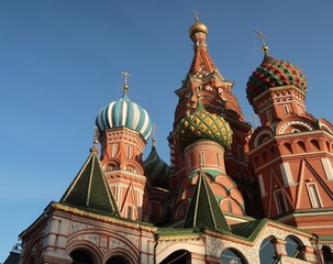 Fototapeta na wymiar Moscow, domes of St. Basil's Cathedral, on Red Square.