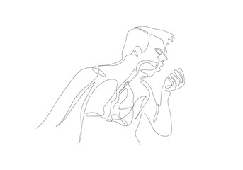 One continuous line of Coronavirus COVID-19