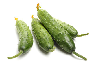 Green cucumber on the white background
