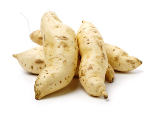 sweet potatoes on the white background