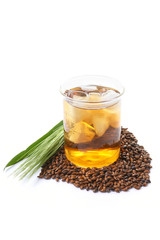 Fototapeta premium iced barley tea in a glass. caffeine free alternative healthy drink