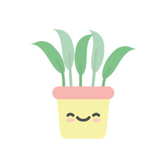 Isolated kawaii plant inside pot flat style icon vector design
