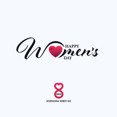 March 8th Happy Womens Day calligraphic lettering design