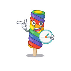 cartoon character concept rainbow ice cream having clock