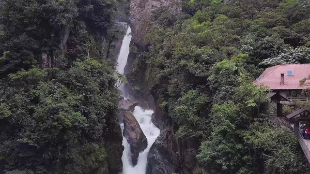 Pailon del Diablo waterfall in Banos de Ambato Ecuador.