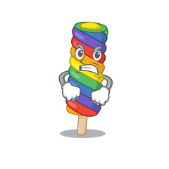 Rainbow ice cream cartoon character style having angry face