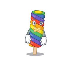 cartoon character design rainbow ice cream making a silent gesture