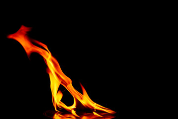 Fire flames on black background