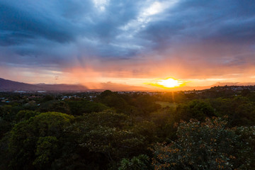 Fototapeta na wymiar Sunset in rural Costa Rica