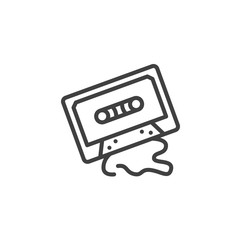 Audio cassette line icon. linear style sign for mobile concept and web design. Cassette tape outline vector icon. Retro music symbol, logo illustration. Vector graphics