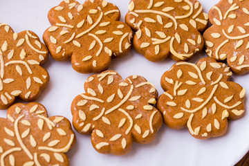 Ginger fragrant cookies in the form of flowers.