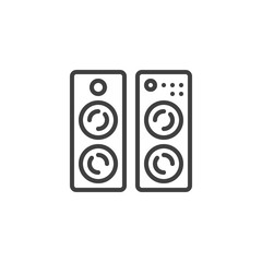 Sound speakers line icon. linear style sign for mobile concept and web design. Audio stereo system outline vector icon. Symbol, logo illustration. Vector graphics