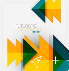 Obraz premium Abstract background, geometric business multicolored paper infographic - triangle frames for text, icons or graphics on light background with copyspace. Vector Illustration For Wallpaper, Banner